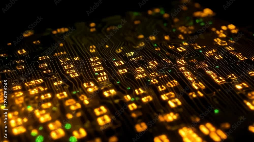 Aufkleber futuristic circuit board lights glow and shift with dynamic motion