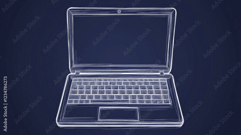 Poster sketch laptop computer screen design dark background digital technology