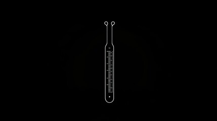 Black background thermometer, measuring temperature,  glowing circle, scientific tool