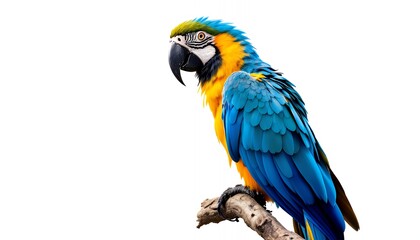 Obraz premium Vibrant Blue and Yellow Macaw Perched on Branch