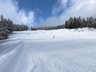 Plan de Corones, Italy. Amazing view of the ski slopes. Kronplatz best ski resort
