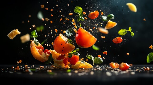 A variety of food items arranged together showcasing diverse gastronomy and culinary ingredients