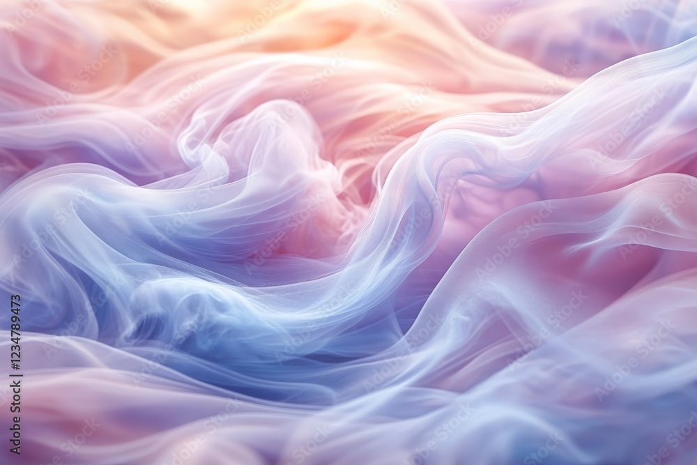 Poster Colorful wisps of soft smoke swirl together creating an ethereal abstract pattern in pastel hues
