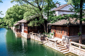 Fototapeta premium traditional houses in the village of the river