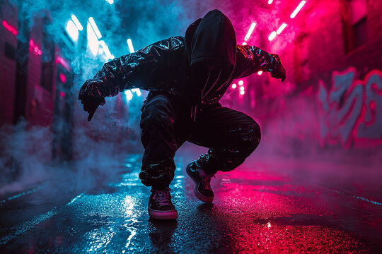 A street dancer dancing in the street