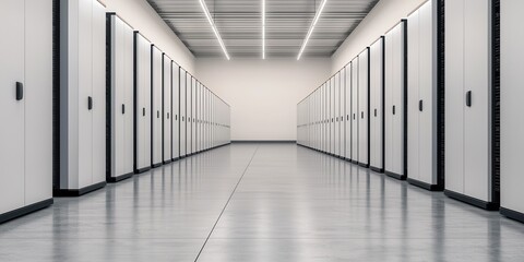 Modern Storage Facility Aisle with Organized Cabinets