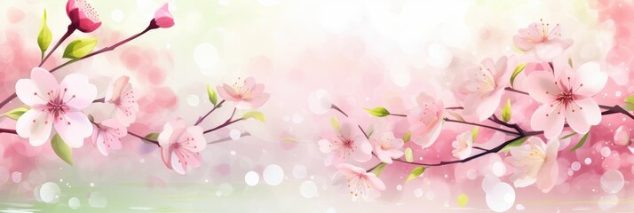 Fototapeta premium Delicate Spring Blossoms in Soft Watercolor Background with Charming Floral Elements for Seasonal Celebrations and Natural Aesthetics