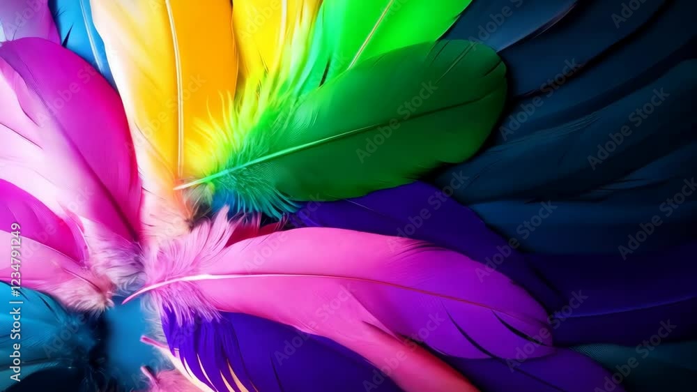 Poster vibrant feathered explosion in dynamic color transition