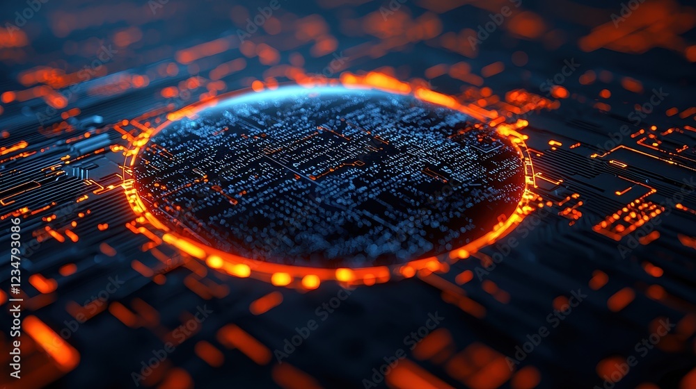 Poster abstract digital background with glowing circle design