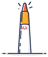 Adorable Crayon Character Design Illustration