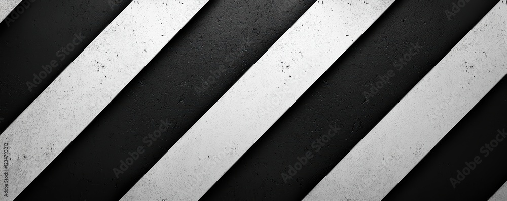 Poster a minimalist design featuring diagonal black and white stripes on a textured surface, creating a str