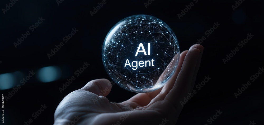 Poster a hand holds a glowing sphere with the text 