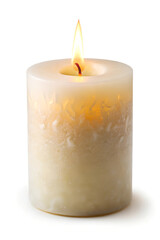 burning candle on a white background