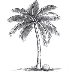 A Detailed Drawing of a Coconut Palm Tree