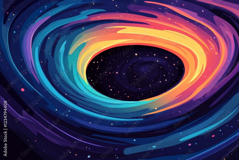 Aufkleber vibrant cosmic whirlpool showcases colorful swirling patterns in a deep space backdrop