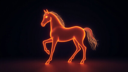 2D Neon Red Horse