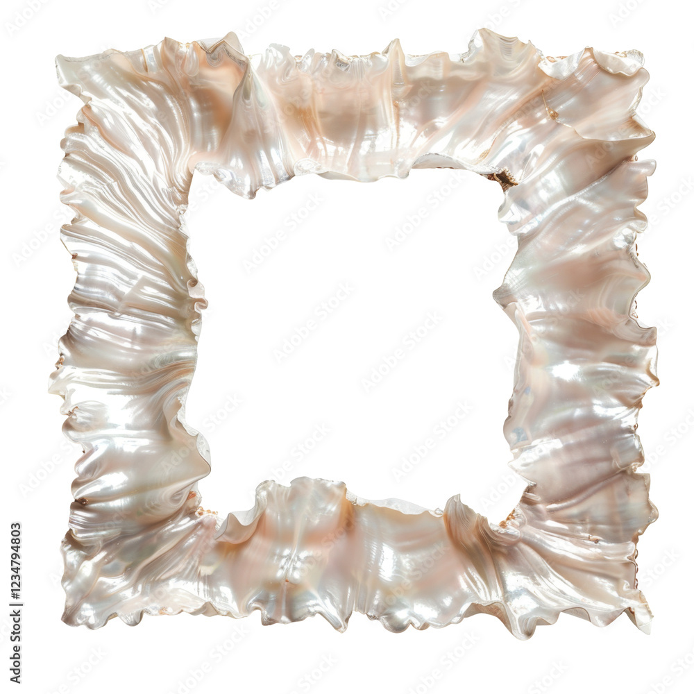 Poster elegant iridescent frame with delicate curved edges and shimmering pearl-like surface