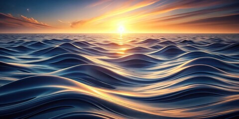 Obraz premium Golden light casts long shadows on the undulating surface of the ocean, creating a mesmerizing abstract landscape.