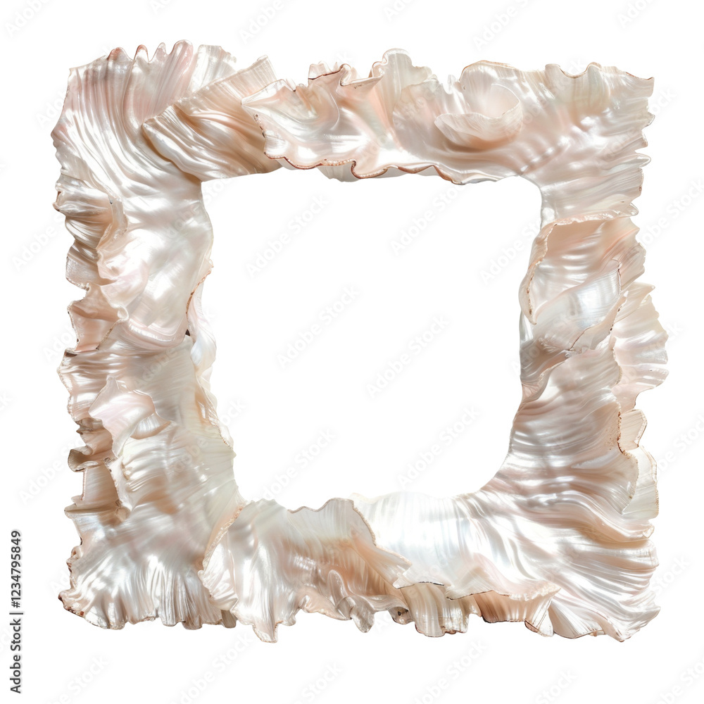 Aufkleber iridescent coral shaped frame with wavy pattern and glossy surface in soft pastel colors