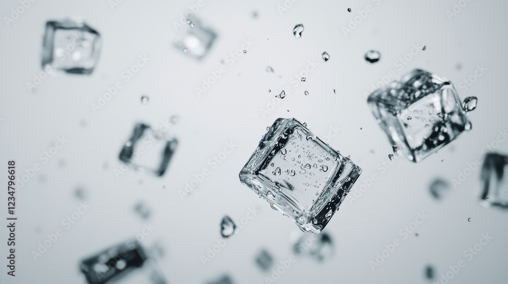 Aufkleber floating ice cubes in clear water create a refreshing and dynamic visual effect, showcasing the beau