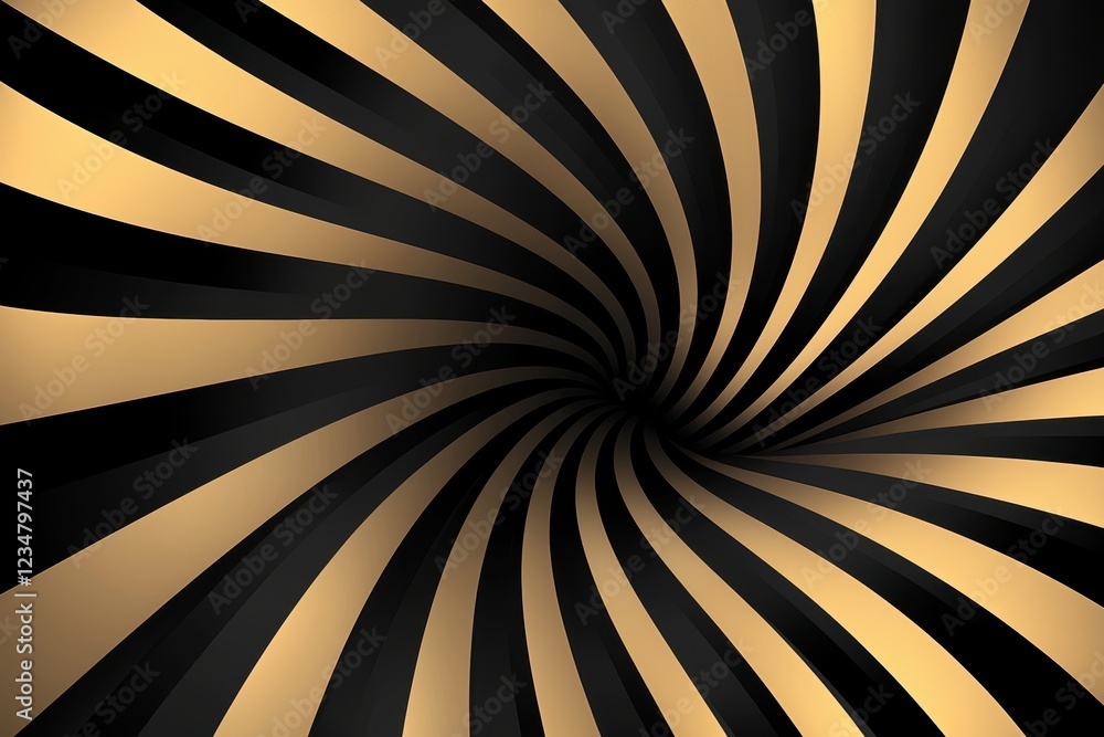 Poster a mesmerizing swirl of black and gold stripes creating a dynamic, hypnotic pattern that draws the vi