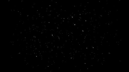 High-resolution stock photo of a silhouetted starry night sky intense jet black, dark blue background, twinkling stars on black canvas. Pure black, deep shadows, light source behind subject