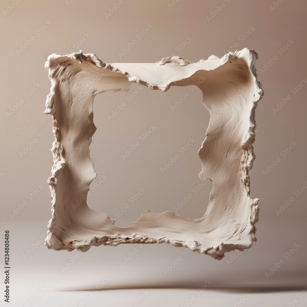 Poster abstract ceramic shape with irregular edges and hollow center displaying organic artistic form