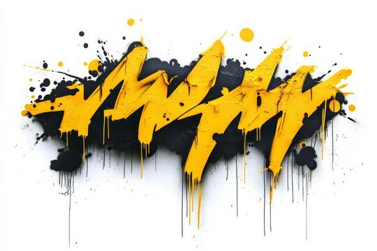 Bold graffiti text with yellow and black splashes. Neural network AI generated