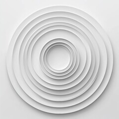 Fototapeta premium Circular pattern created with layered white paper cutouts in contrasting dimensions and shapes. Generative AI