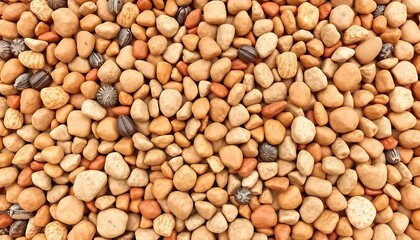 Fototapeta premium Smooth stones and seeds create a textured background