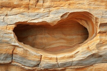 Unique heart-shaped rock formation showcasing natural erosion patterns at a scenic location