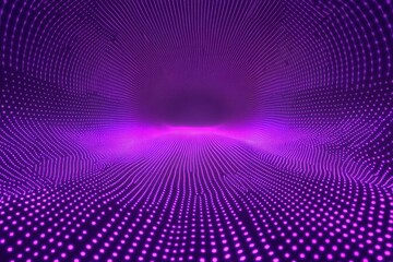 Vibrant purple digital landscape with dots creating an immersive visual effect at night