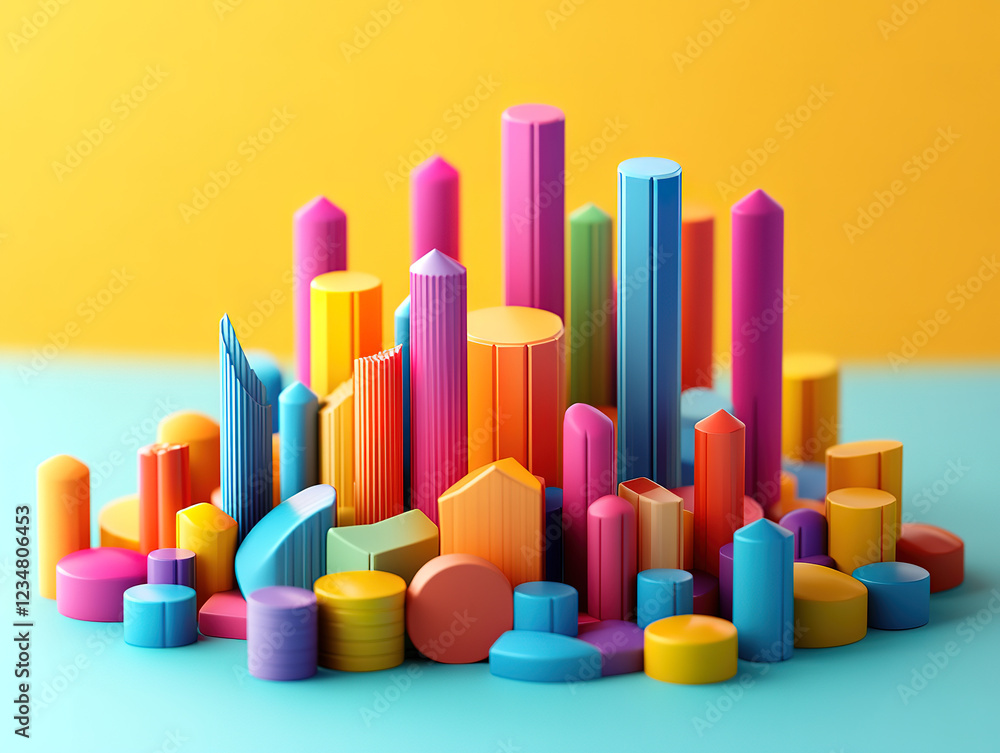 Poster financial data analysis graphs with isolated background for presentations