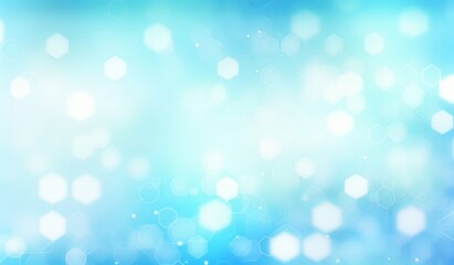Light blue background with hexagons and white bokeh effect, soft gradient at the bottom edge, pale yellow accents