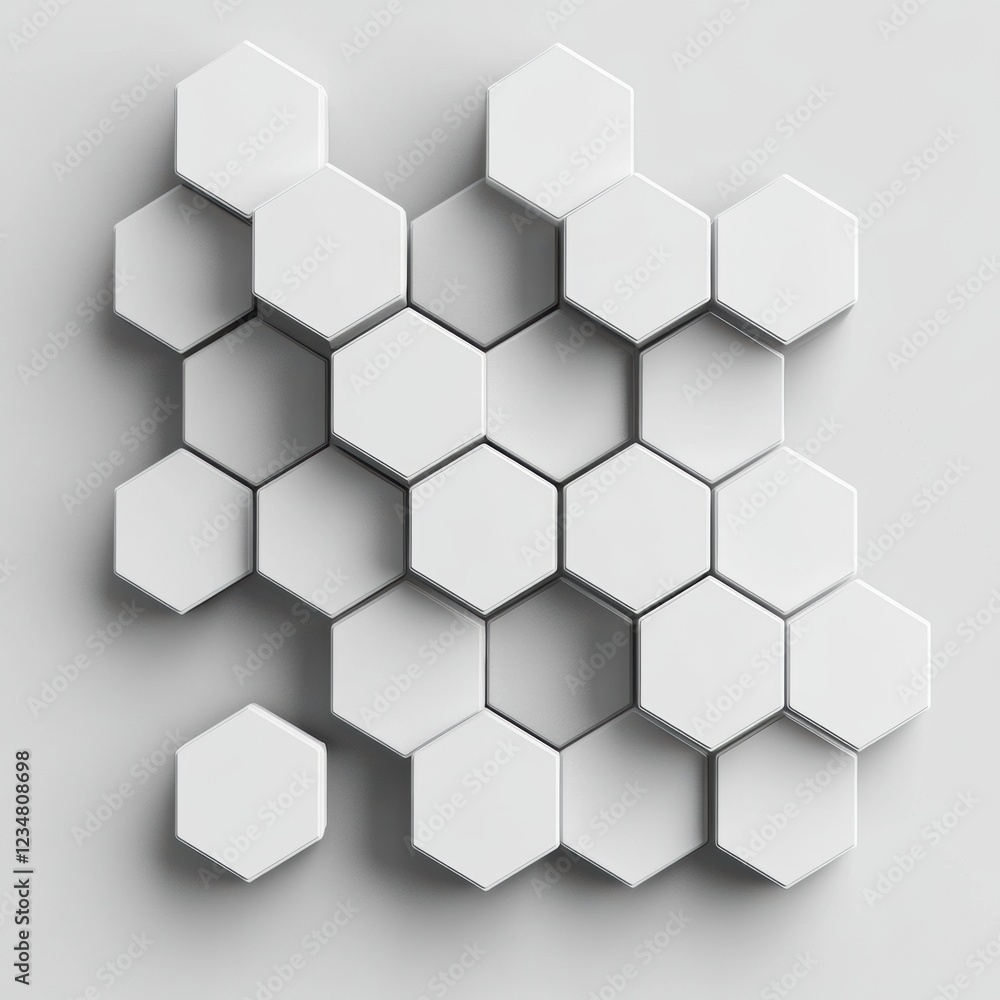 Aufkleber honeycomb patterns made of white tiles form a unique design on a wall surface in a modern interior s