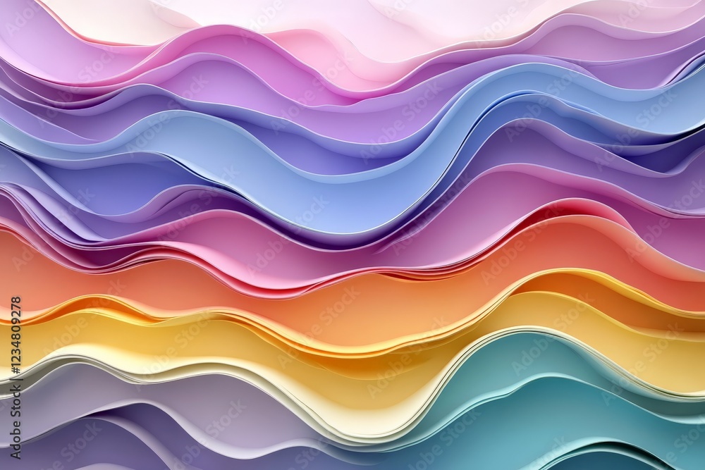 Poster Colorful waves of layered paper create an artistic background perfect for creative projects and designs