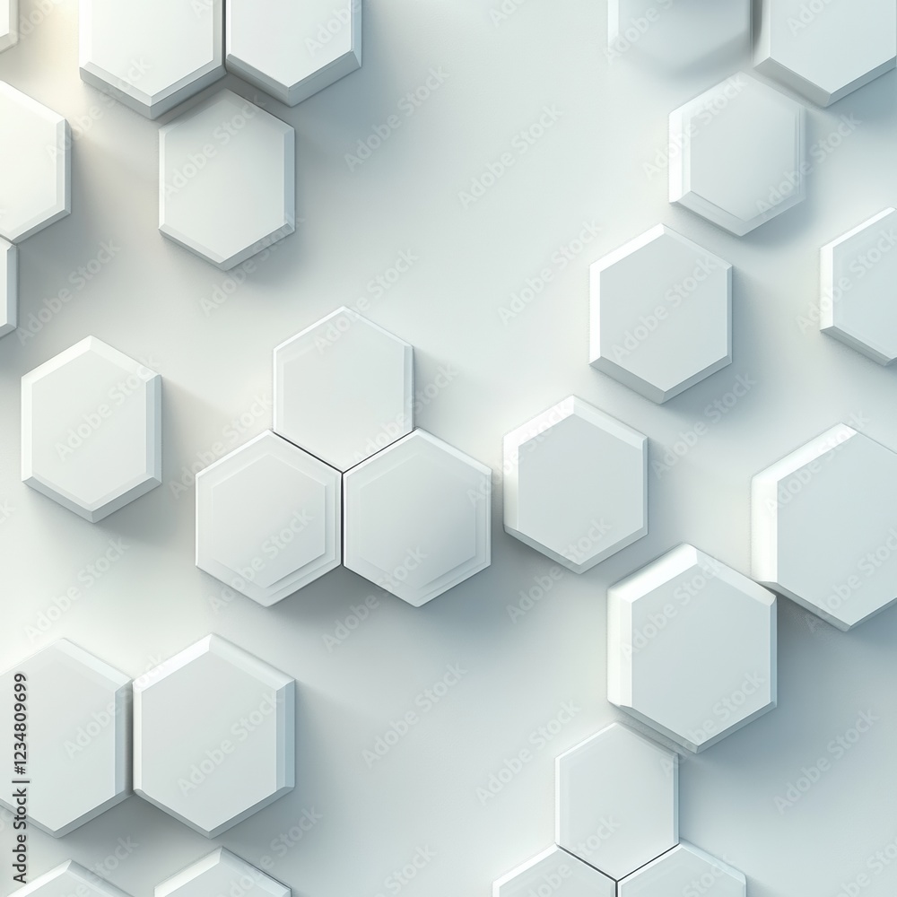 Poster modern white hexagonal wall design demonstrating geometric pattern and minimalist aesthetic in inter