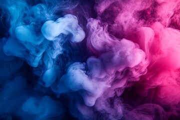 Fototapeta premium Vibrant smoke swirls create an abstract composition in shades of blue and pink for artistic exploration