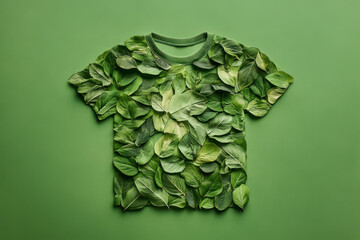Sustainable clothing concept. t-shirt shape made from green leaf. Eco fashion