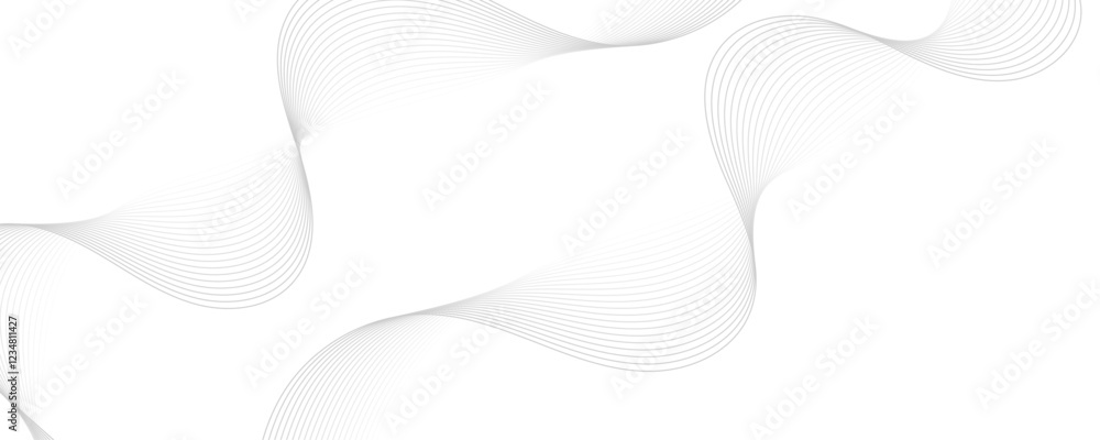 Wall mural abstract gray wave dynamic curve lines background. energy technology concept modern backdrop design 