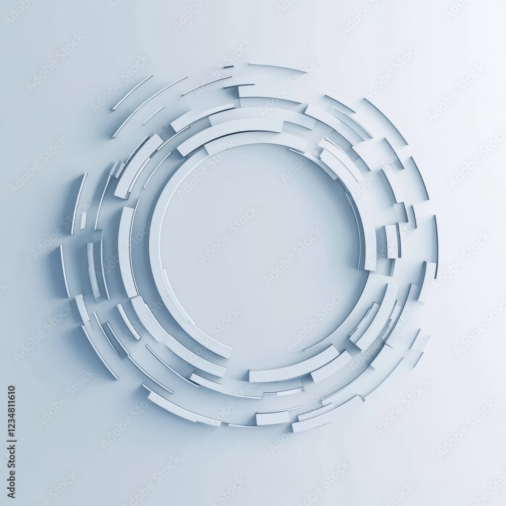 Poster Circular abstract design with layered shapes and smooth edges on a light background. Generative AI