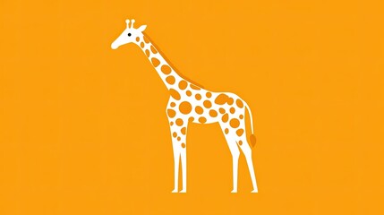 Fototapeta premium Orange background giraffe illustration, safari design, minimalist art, children's book