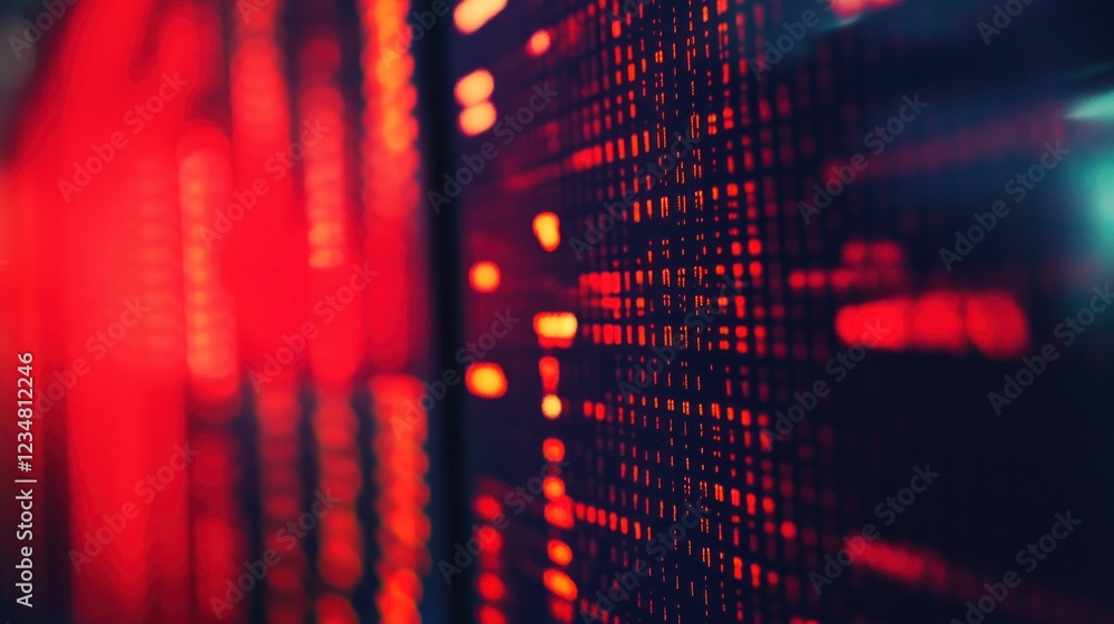 Poster abstract red and black lights blurred in a grid pattern