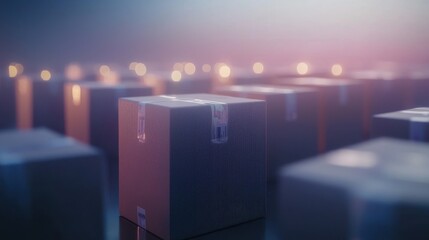 Fototapeta premium Abstract Arrangement of Industrial Cargo Boxes in Light