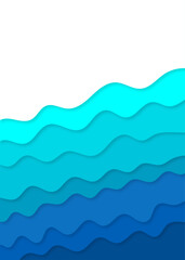 Blue gradient colorful wavy overlapping layers of papercut background. Blue gradient paper cut background. Blue multicolor gradient layered wave 3d cut paper background.