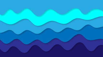 Blue gradient colorful wavy overlapping layers of papercut background. Blue gradient paper cut background. Blue multicolor gradient layered wave 3d cut paper background.