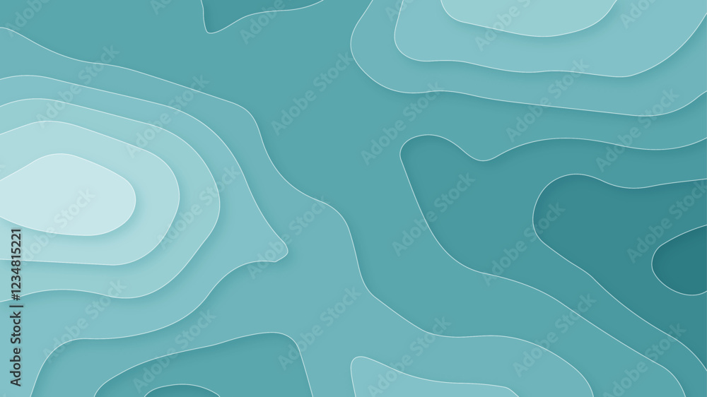 Aufkleber blue gradient colorful wavy overlapping layers of papercut background. blue gradient paper cut backg