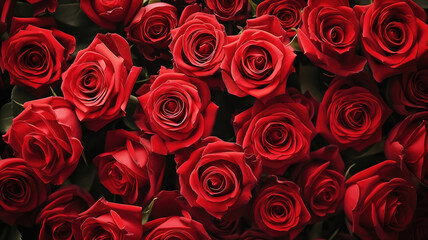 Red roses background, Many red flowers as love background.
