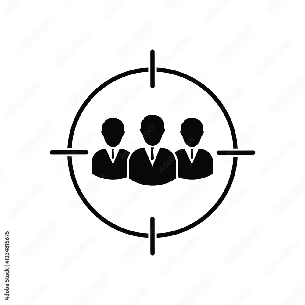 Poster target with audience icon. headhunting symbol. aim people concept. market segment vector illustratio