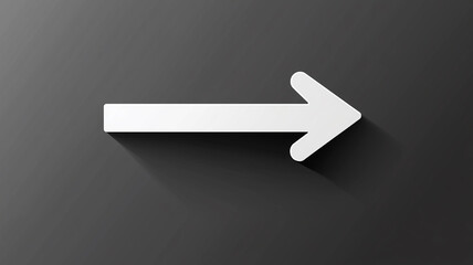 minimalist white arrow icon, with a shadow effect, clean transparent background ,